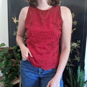 Embellished red blouse